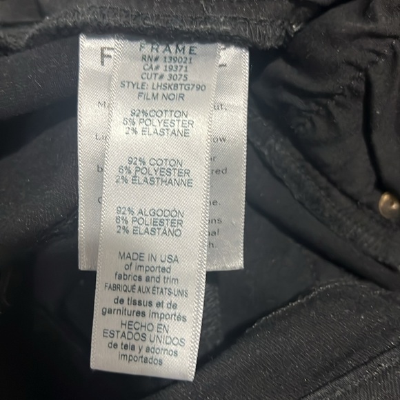 FRAME DENIM  LE HIGH SKINNY RAW HEM JET BLACK SIZE 27 - Picture 10 of 11